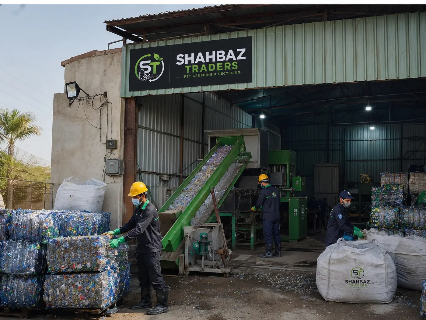 Inside the Shahbaz Traders PET recycling facility